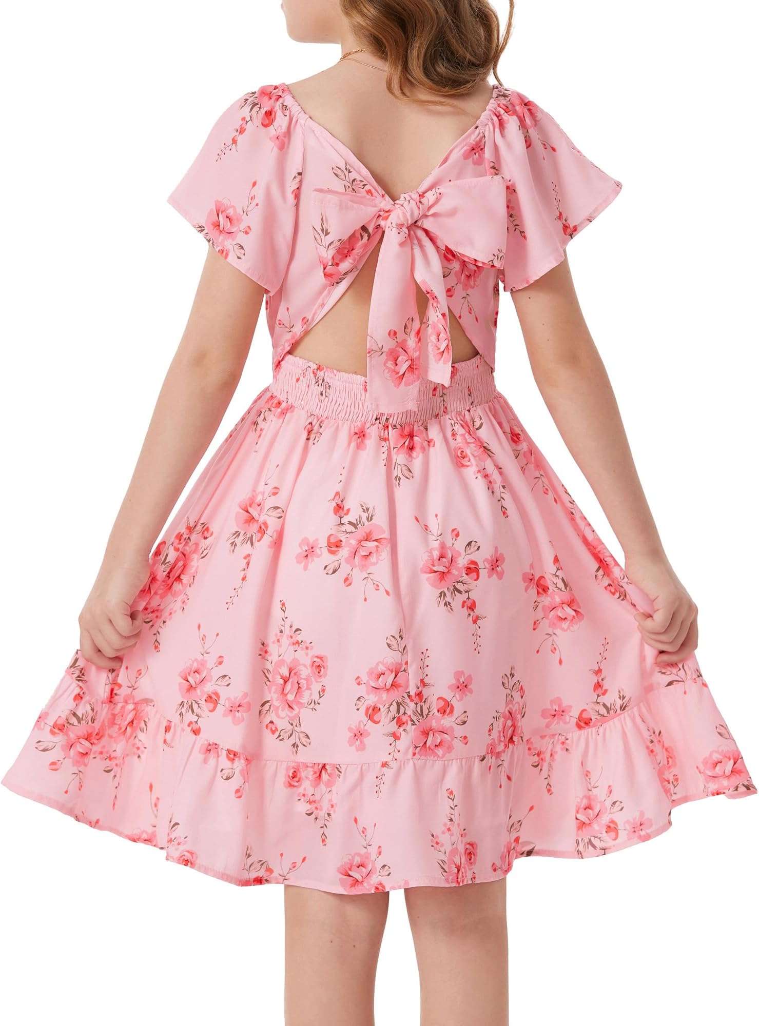 Girls Backless Floral Dress Formal Party Girls Easter Spring Dresses Girl Summer Hawaiian Dress