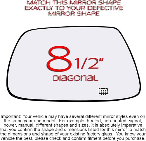 Miniatura 2 de Reemplazo del espejo lateral del conductor para Jeep Grand Cherokee 2005-2010, vidrio calefactable del espejo retrovisor del lado izquierdo con