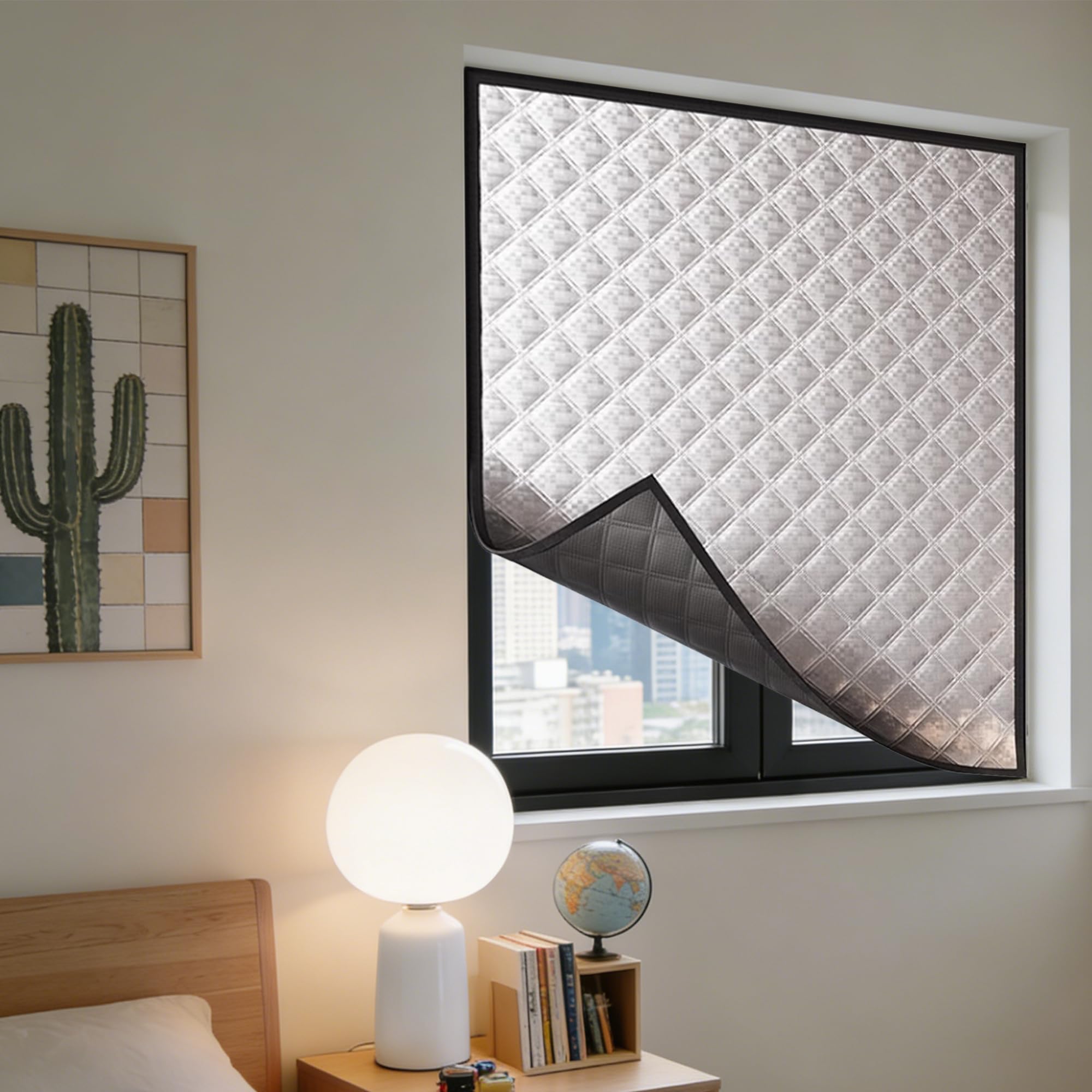 Store occultant et film isolation thermique fenêtre argent 100x175 cm