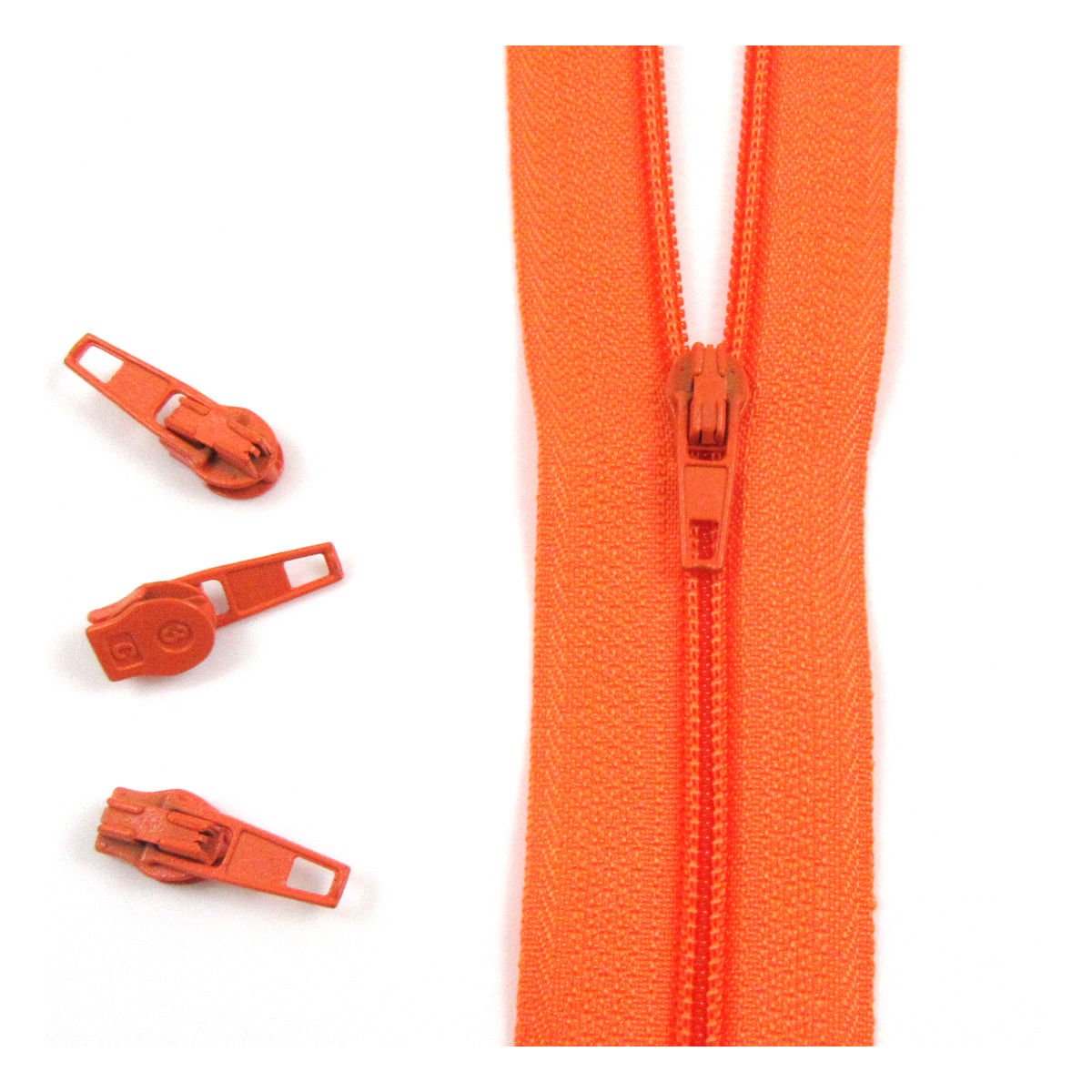Beads4crafts Orange H157 25 Metres + 50 Sliders No.3 Continuous Zip With Auto Lock Slider 25 Colours Zippers Cushions Upholstery (Orange H157)