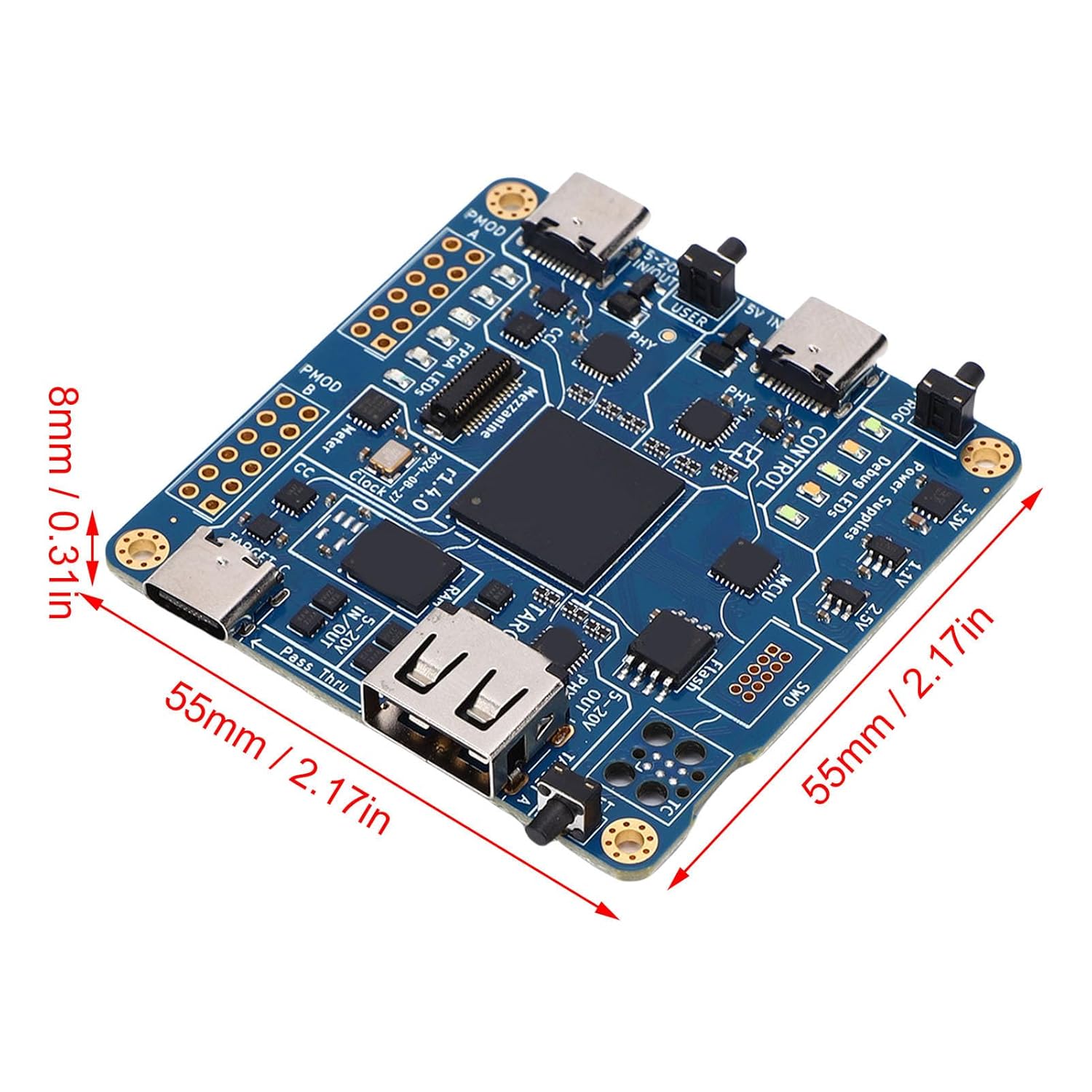 Fafeicy USB 2.0 Protocol Analyzer Board USB Protocol Analysis Tool 2.0 Traffic Monitor with 3 Type C Interfaces 16 Digital IO Channels for OS X