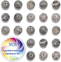 Vista 212 de 200 cuentas redondas y sueltas de cristal de cuarzo gris natural de 0.32 pulgadas (8 mm) para joyería y manualidades