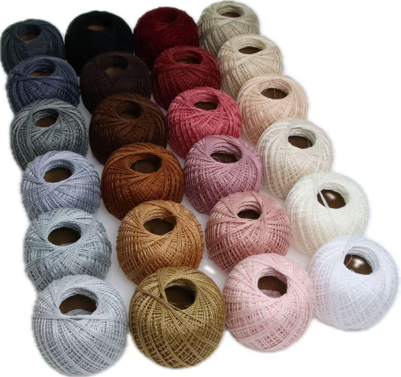 KCS Mercerized Pearl Cotton Thread Size 8 Crochet Needlework Embroidery Threads Ball (24, 24balls06)
