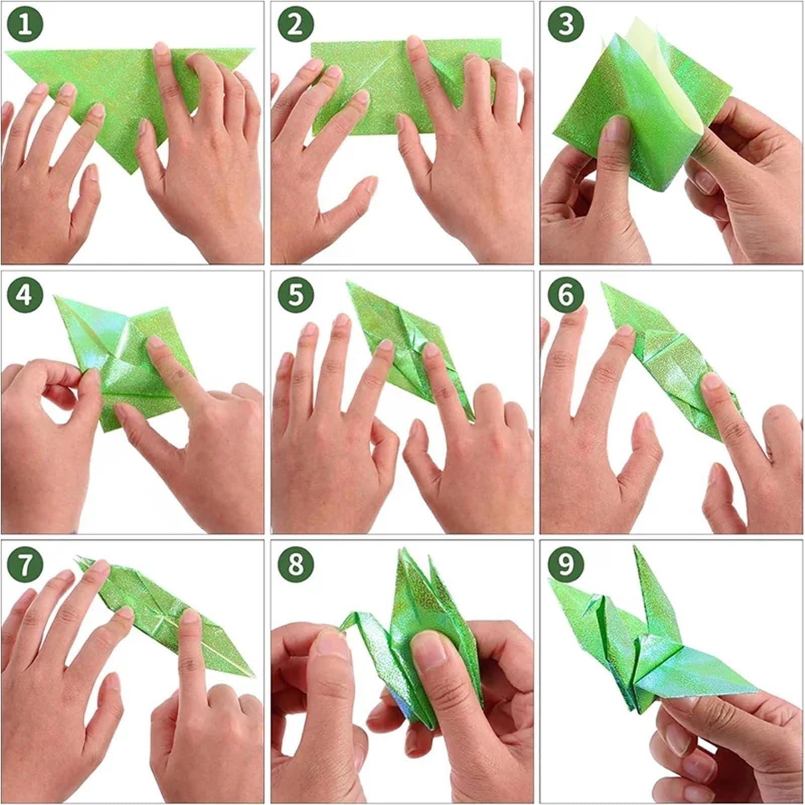 100 Stück Origami-Papier, schillernd, glitzernd, Bastelpapier, faltbar, solide, bunte Kranich-Papiere, DIY, handgefertigte Bastelarbeiten for Kinder Für Handgefertigte Dekorationen(15x15cm)