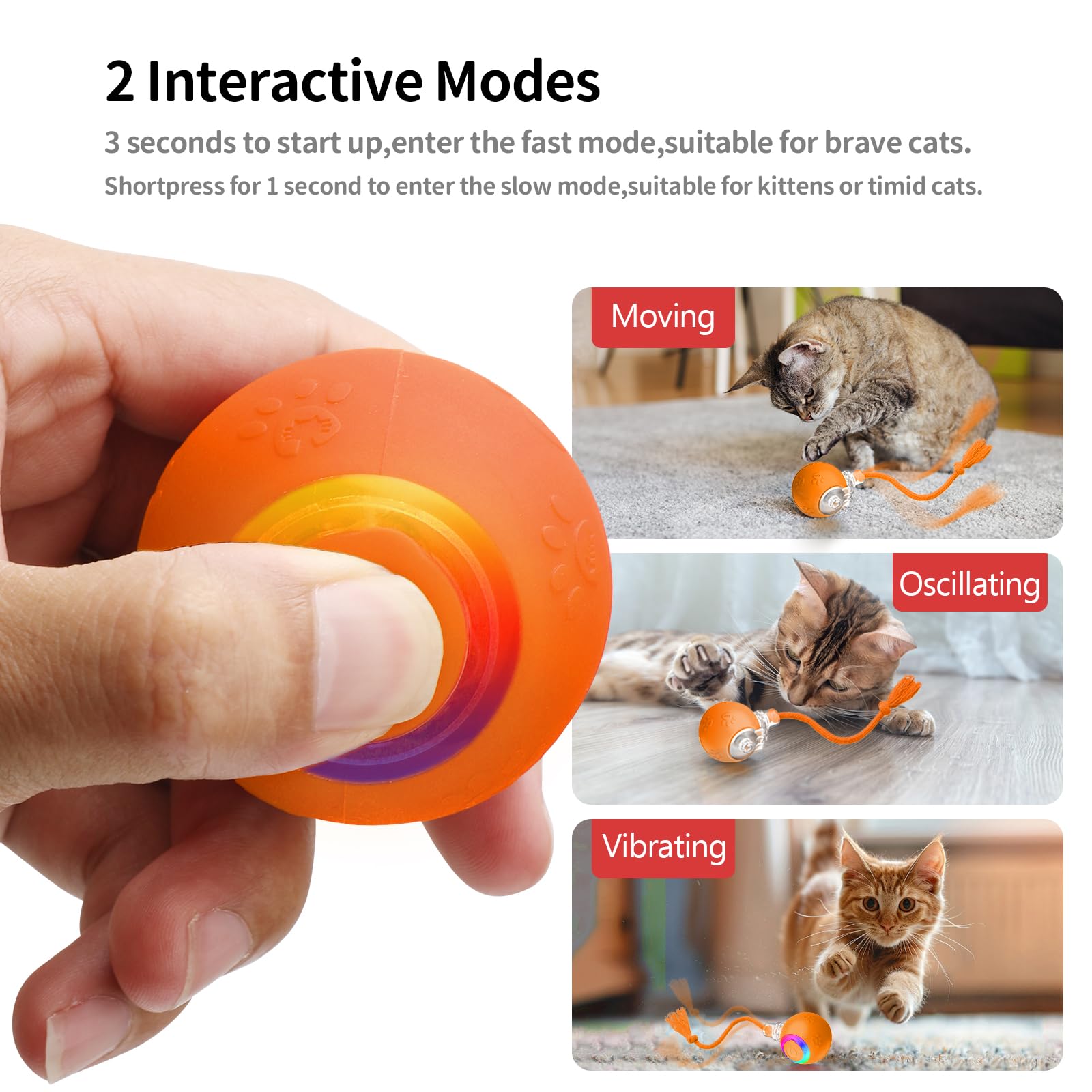 Juguetes interactivos para gatos de interior, rodar rápidamente en la alfombra, juguetes automáticos para gatos de interior aburridos, activado por movimiento