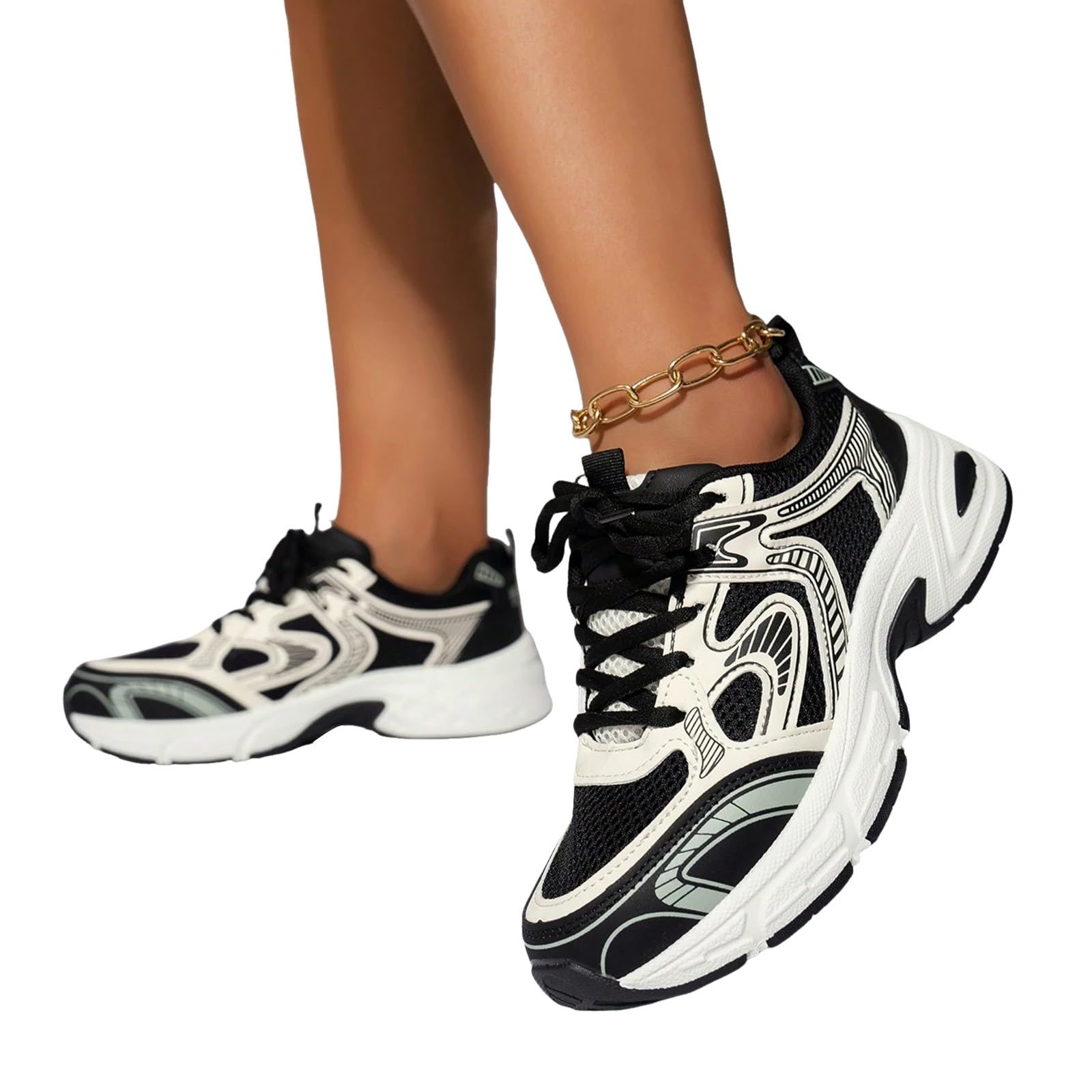 Damen Walkingschuhe Laufschuhe Leichte Joggingschuhe Atmungsaktiv Fitnessschuhe Bequeme Sportschuhe Dicke Sohle lässige Sportschuhe