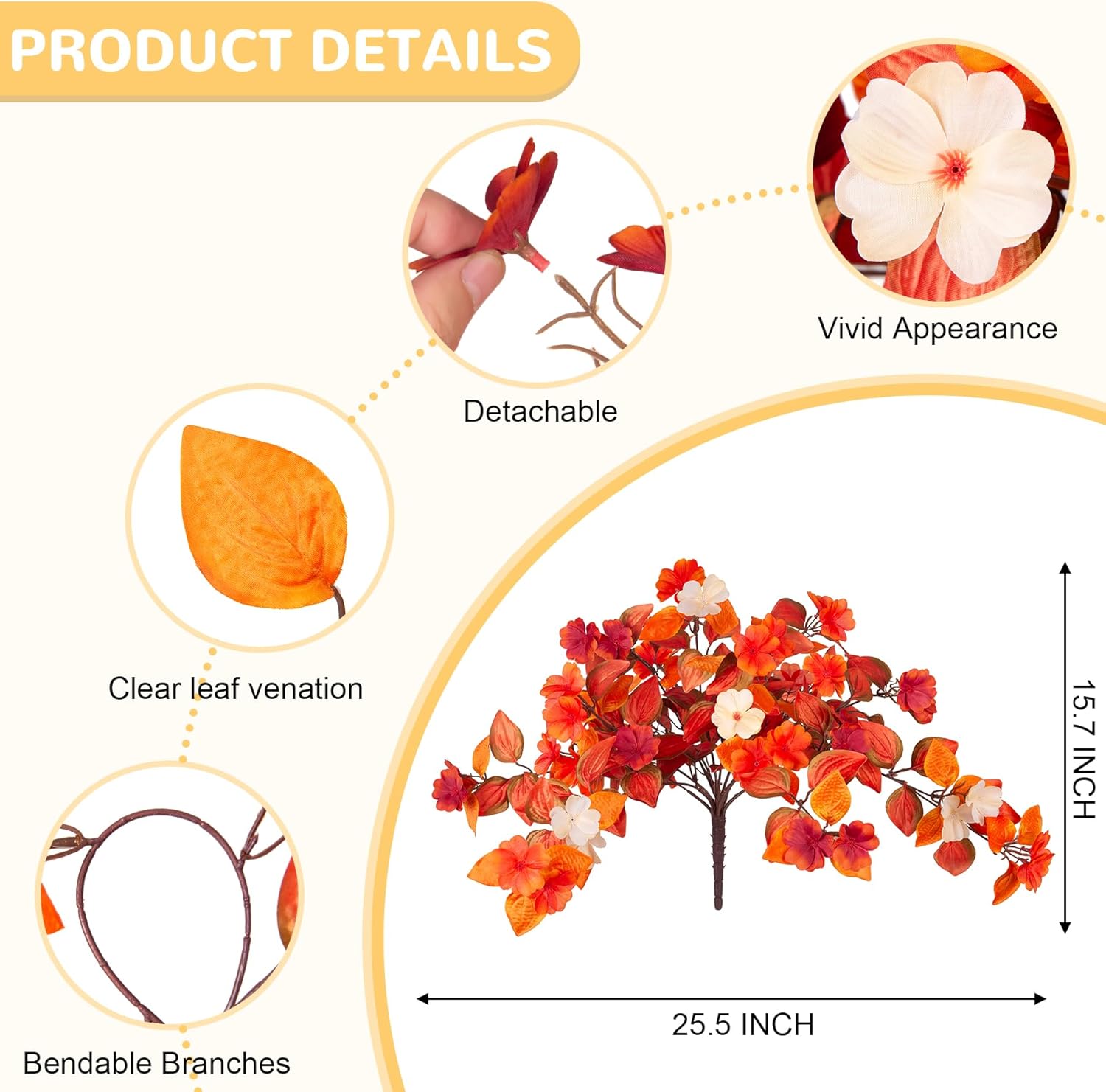 Fake Fall Flowers Artificial for Decoration 2PCS Faux Silk Fall Flowers Plants for Outdoors Outside Planters UV Resistant Looks Real for Front Door Porch Patio Garden Decor - Image 2