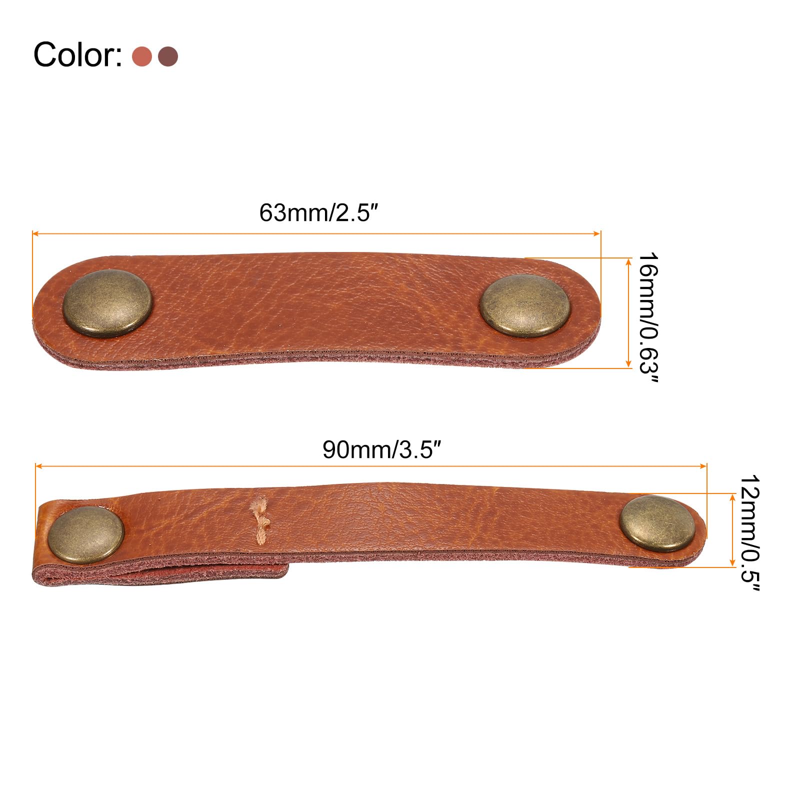 MECCANIXITY 24 Pack Leather Cable Straps Leather Cable Ties Leather Cord Organizer Portable Brown/Light Brown Leather Wire Straps for Earphones, Headphone