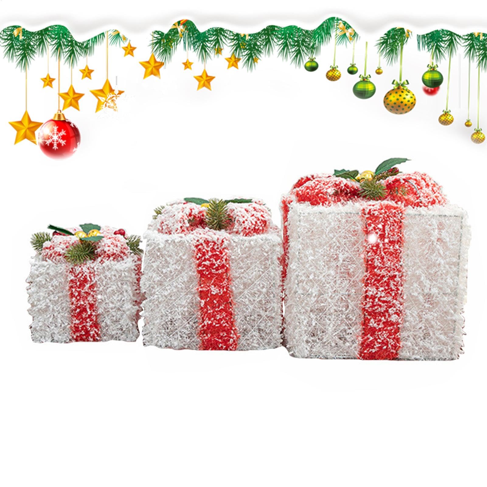 Scatole di Natale | Set di 3 scatole di ferro coperte con fiocchi di neve