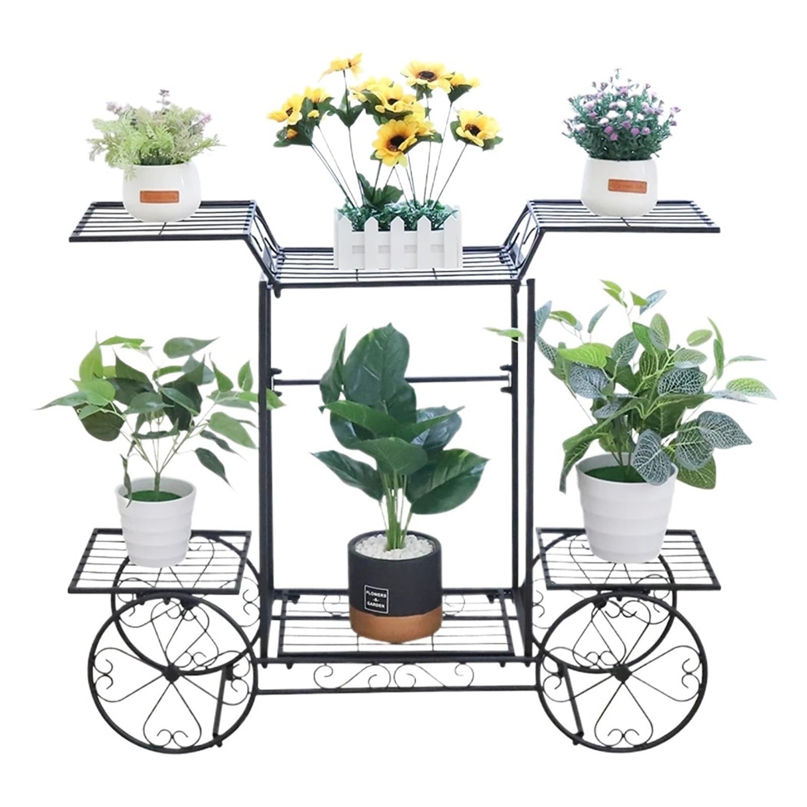 LINYpA66 Plant Stand Indoor Large Metal Plant Stand Indoor 6 Tier Garden Cart Holder Wrought Iron Plants Display Shelf Rack Outdoor Decorating