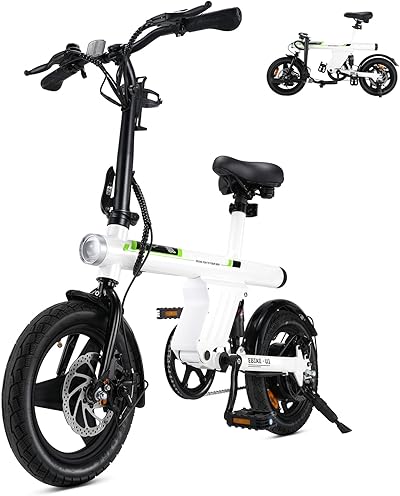 Finbike E Bike für Erwachsene, 7-Gang Elektrofahrräder mit Abnehmbar 7.8/13Ah Akku, 25 km/h,14/26 Zoll EBike für Herren Damen, Electric Bike mit Ablagen, Autolampen