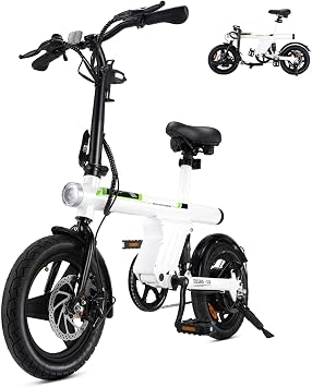 Finbike U1 Electric Bike for Adult/Teens,14" Folding Electric Bicycle with LCD Display,25KM/H & 50KM Range,4H Fast Charge,4 Riding Modes,Rear Shock Absorber,120KG Capacity,Compact Foldable Ebike