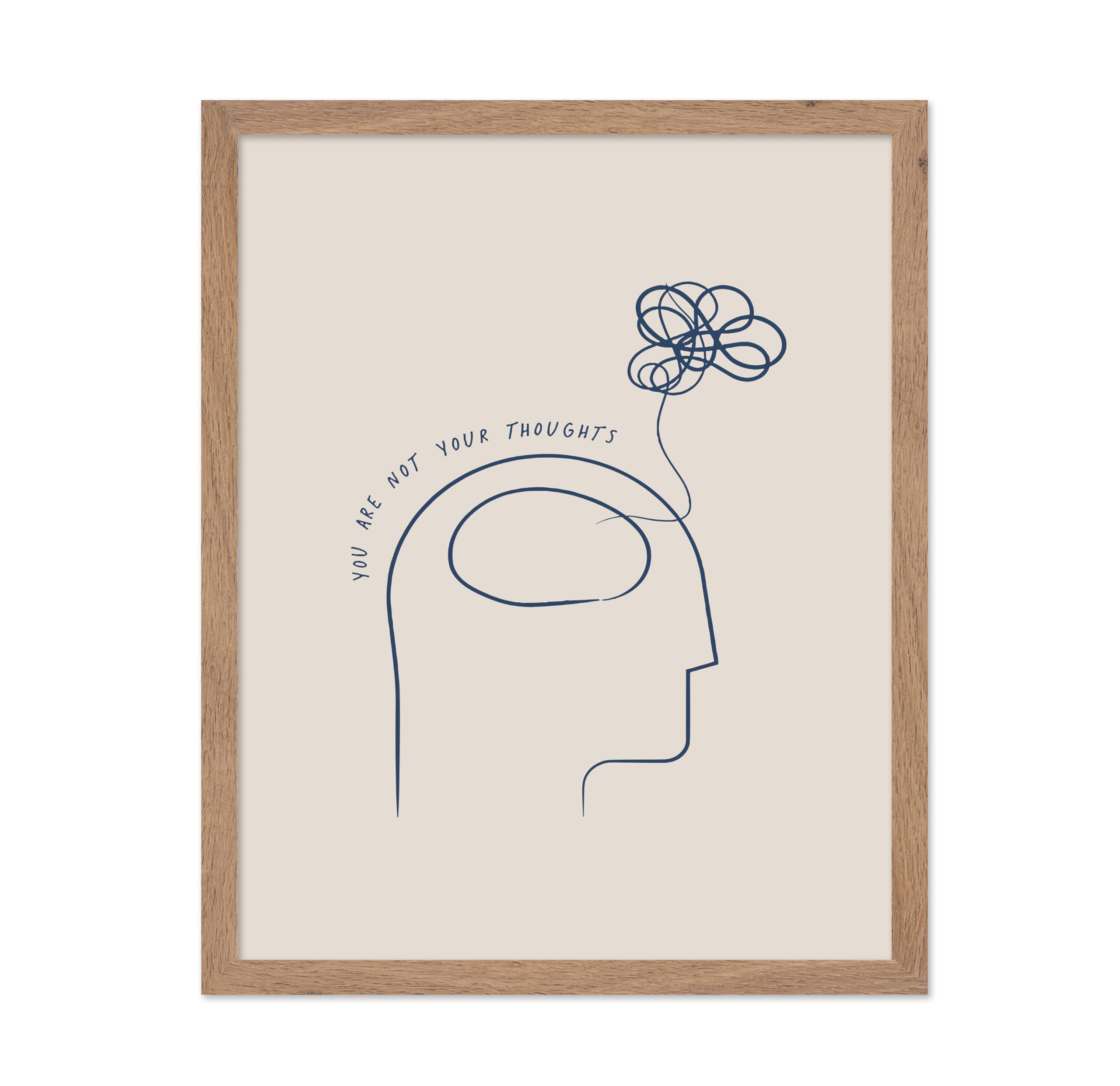 Monem Art Motivational Poster - Inspirational Print - You Are Not Your Thoughts, Minimalist, Mental Balance - Gift for Therapist, Friend - Wall Decor