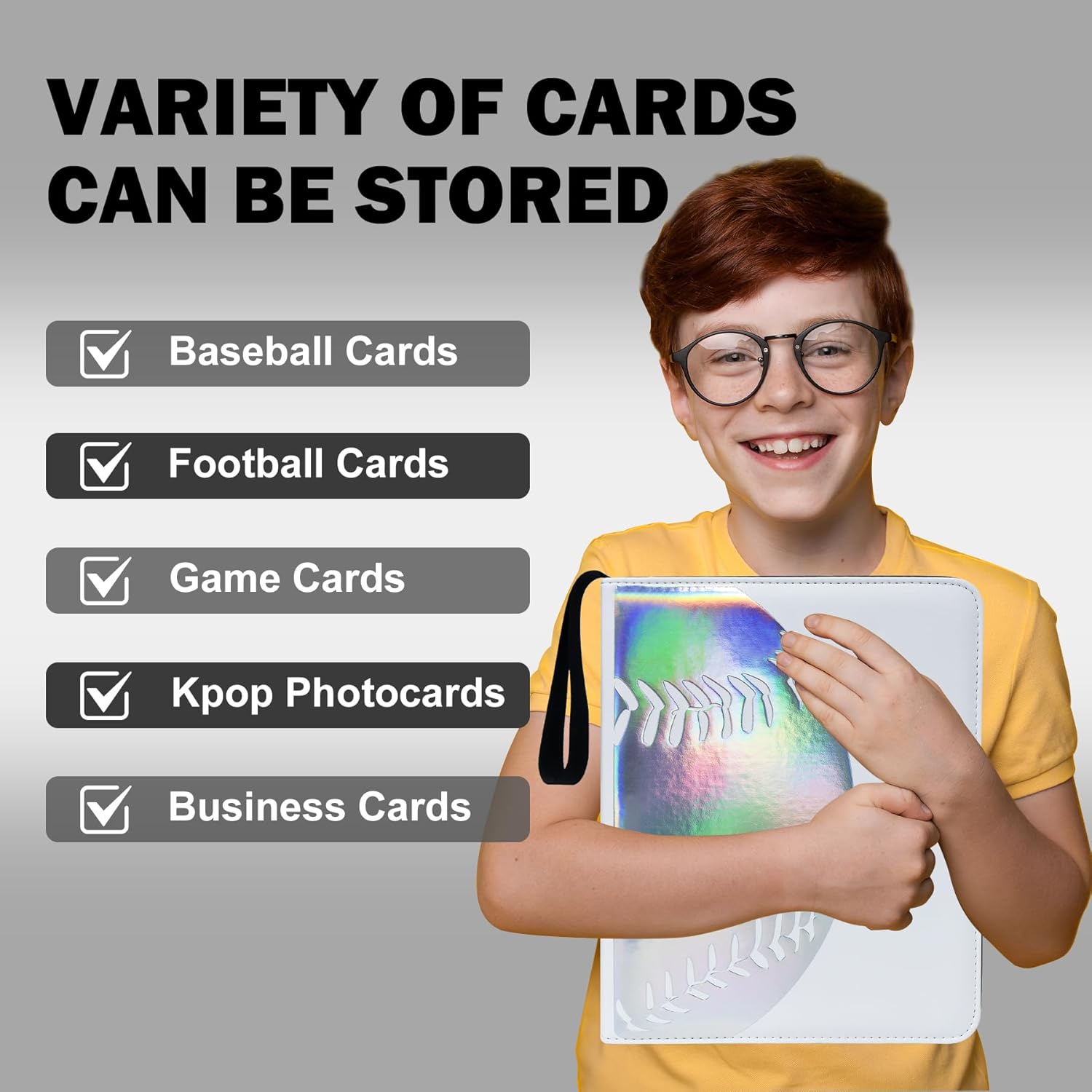 900 Pockets Baseball Card Binder, Portable Waterproof Storage Album with Removable Sleeves for Baseball Sports Cards 2025 2026 Collectors