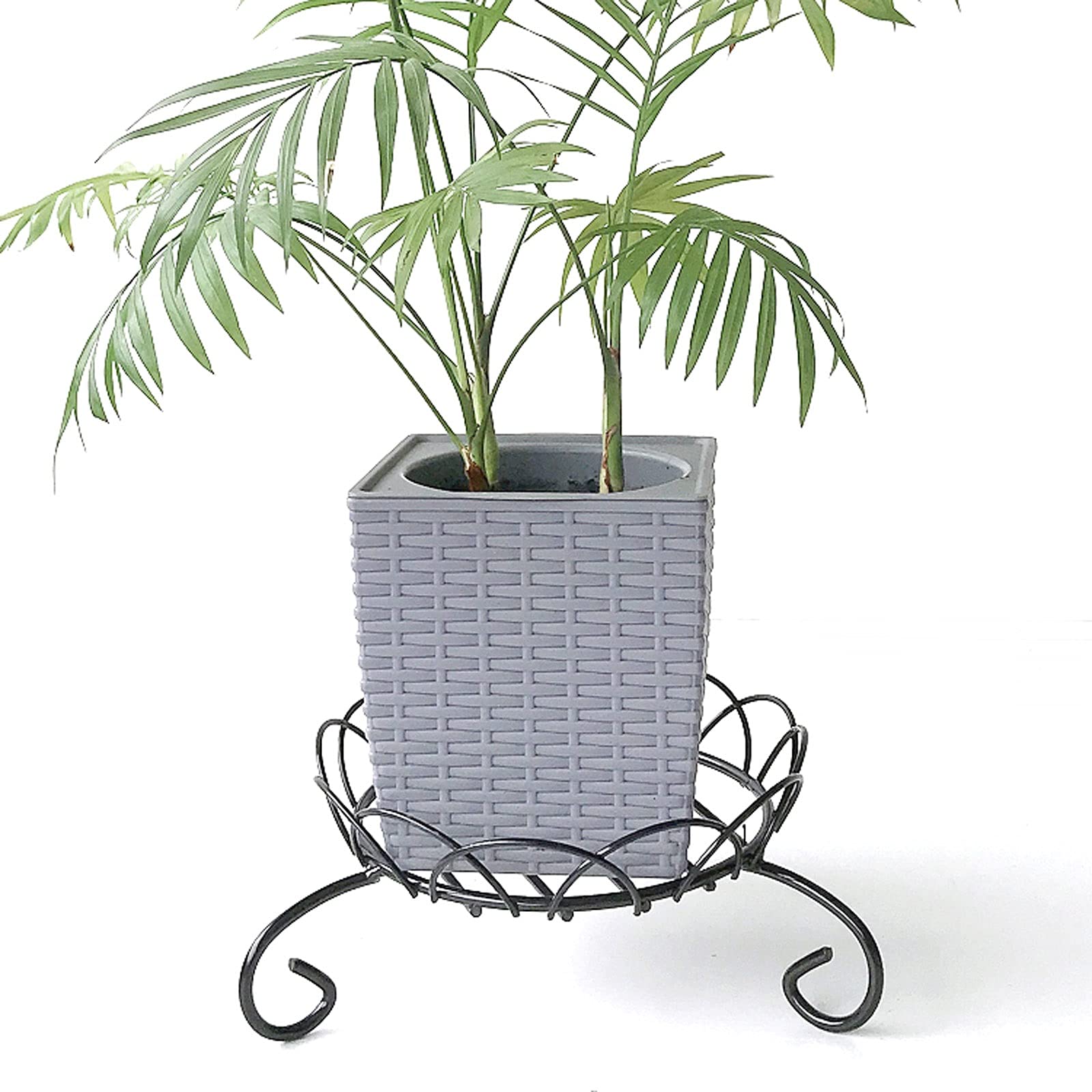Petite Table D'appoint Fer Forgé Et Osier – Motif Feuilles De Vigne – Vintage
