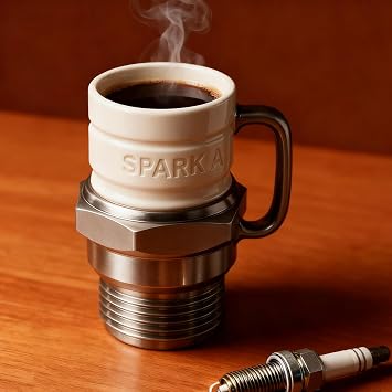 Spark Plug Mug, Spark Plug Coffee Cup, Engine Cup, Ceramic Coffee Cups for Car Lovers & Mechanics, Novelty Coffees Mug, Auto-Themed Drinkware for Gearheads, Collectors & Car Enthusiasts
