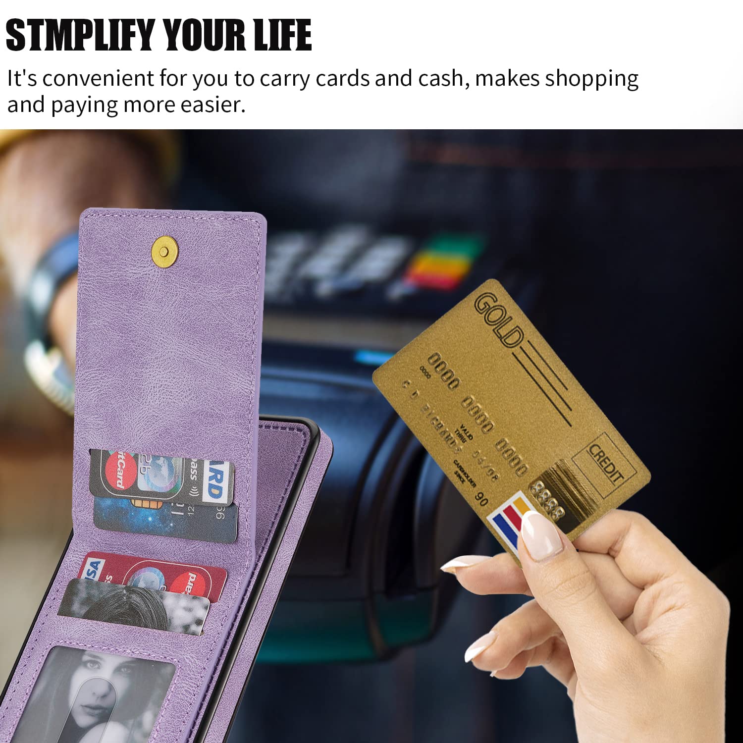 Asuwish Schutzhülle Für Samsung Galaxy Z Flip 5 – Mit Ring, Kartenfach & RFID-Schutz In Violett