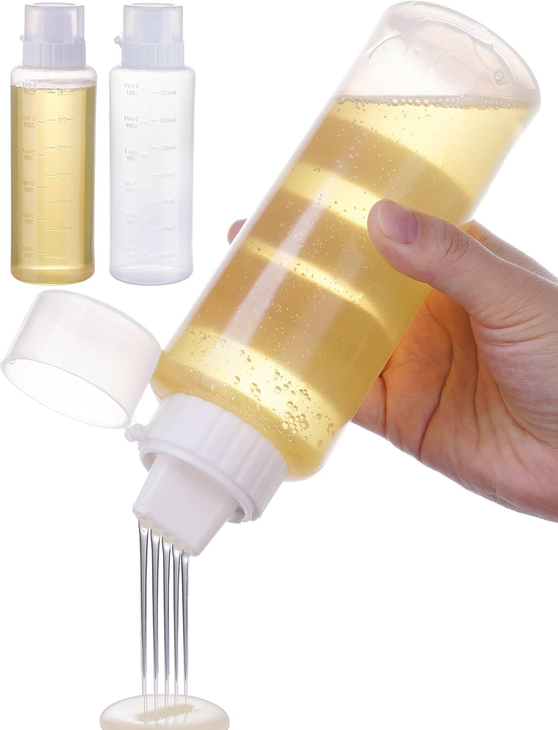 NiHome 12 OZ Condiment Squeeze Bottles (2-Pack), Leakproof BPA-Free Plastic Condiment Dispensers - For Dessert Decorating, Baking, Sauces, Oil, Syrup, Ketchup & More