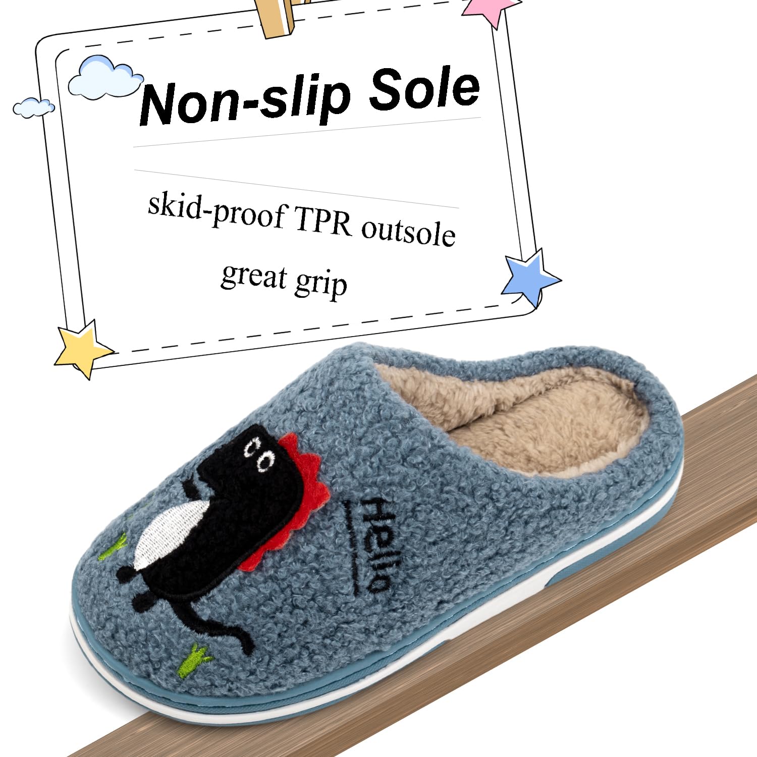 INMINPIN Hiver Chaussons de Maison Enfants Chaudes Peluche Pantoufles de Coton d'Intérieur à Dinosaure de Dessin Animé pour Garçon Fille
