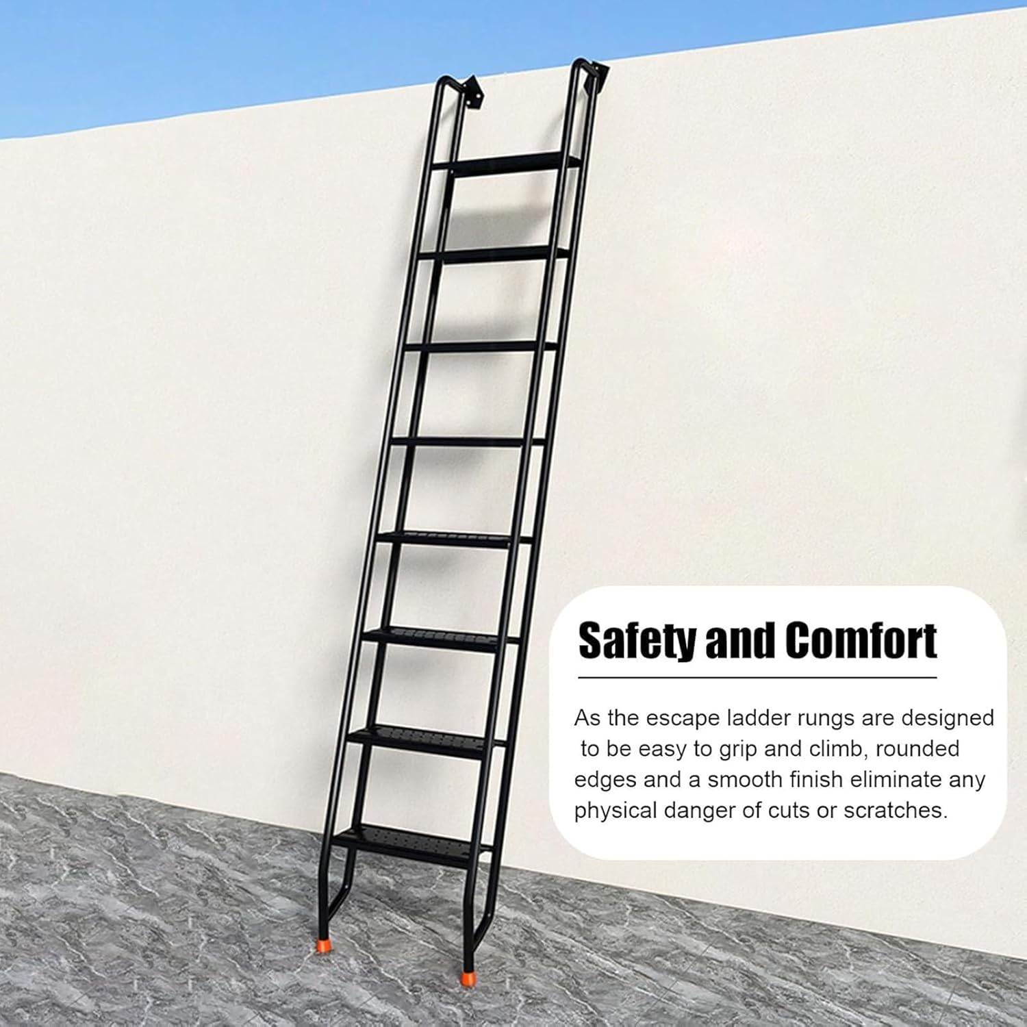 Steels Egress Attic Ladder with Handrails, Step Ladder with Handrails Hooks, Indoor ＆ Outdoor Wall Hanging Window Well Escape Ladder, Garage/Roof/Loft Straight Ladder(4 Step 125 cm (49 1/4"))