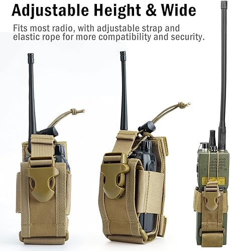 Miniatura 5 de VIPERADE MOLLE - Funda de radio universal para walkie talkie para cinturón y chaleco, soporte de radio táctico para Baofeng, Motorola Beige Bronceado