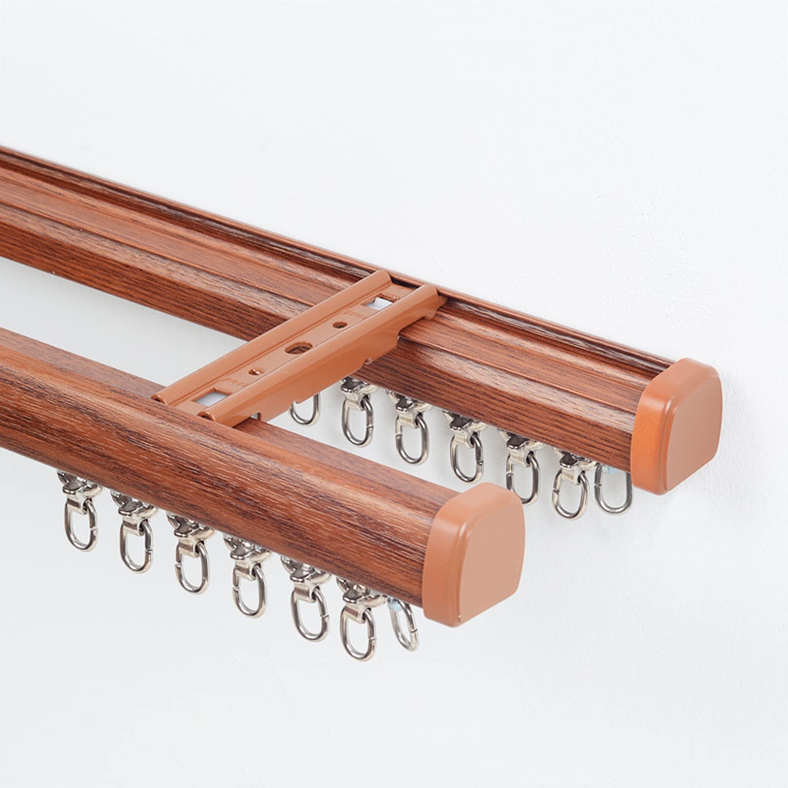 Tringle à rideaux double en imitation bois pour montage au plafond ou au mur – 3 m – Tringle à rideau élégante et parfaite pour la décoration de la maison