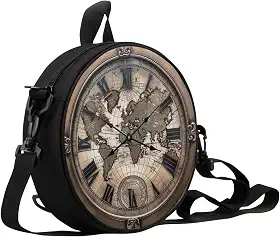Bolsa feminina em formato de relógio redondo com zíper para mulheres, bolsa de ombro, presente para mãe e namorada