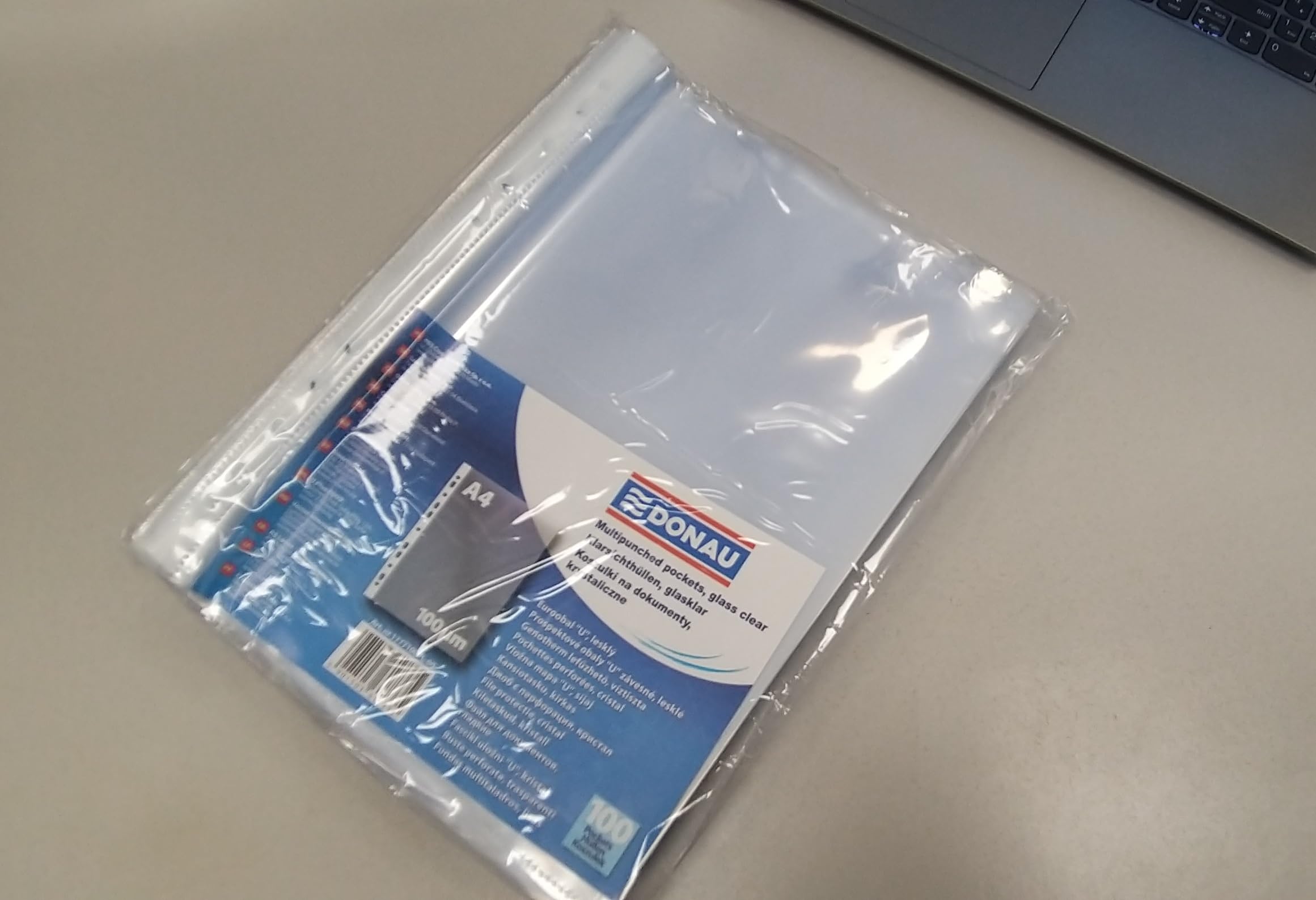 DONAU Prospekthüllen STARKE / 100 Stück/Din A4 / Glasklar Oben Offen Klarsichthüllen Sicht-Hüllen Gelochte Plastikhülle/PP/Transparent 100 Mikron