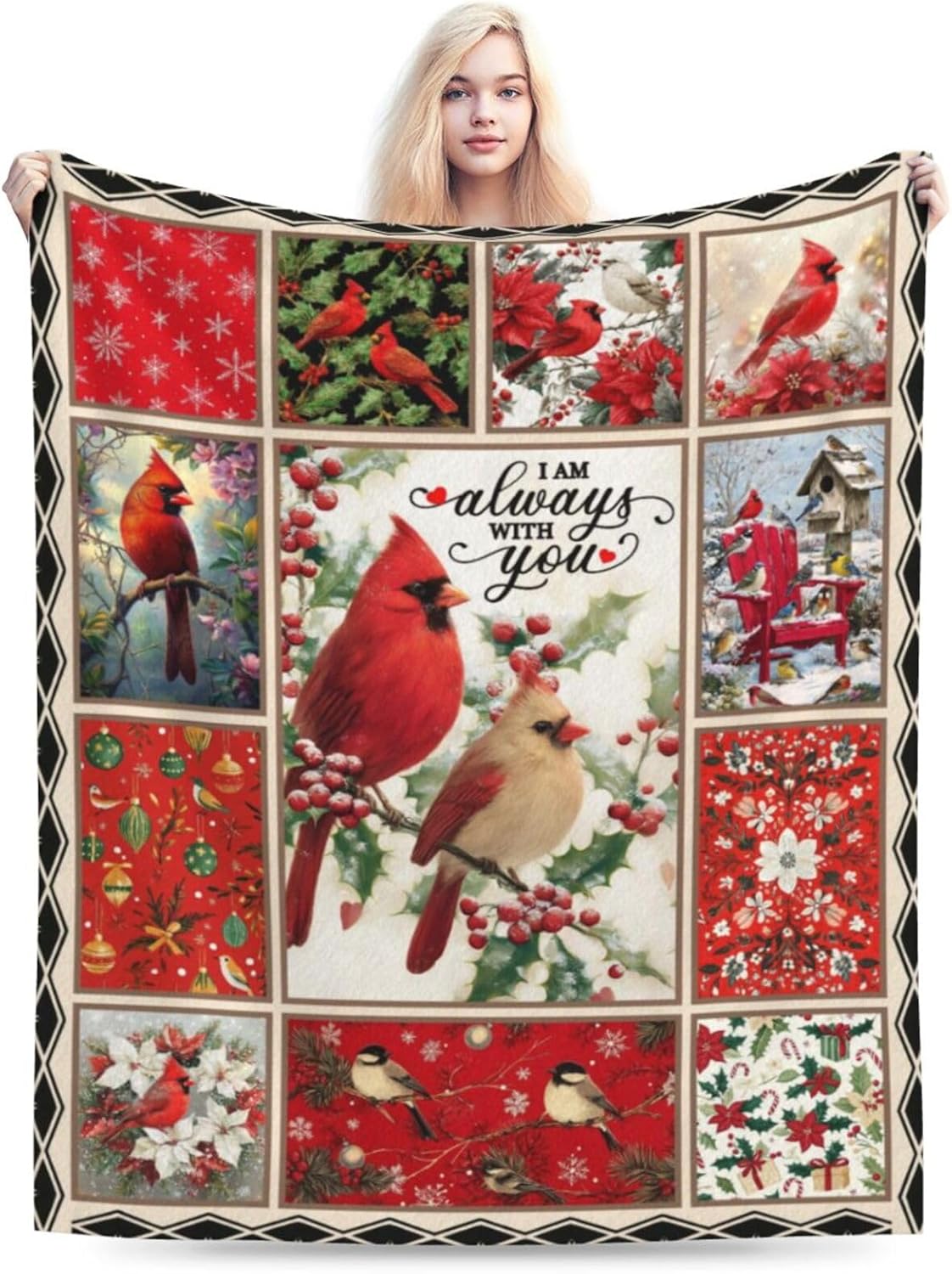 Cardinal Throw Blanket Christmas Cardinals Flannel Blankets Red Birds Plush Super Soft Cozy Warm Decor Gifts for Boys Girls Kids Adults Men Women 40" x 50" - Image 3