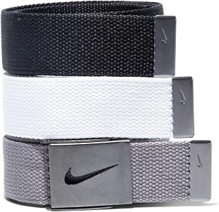 Nike Men's 3-Pack Golf Web Belts with Bottle Opener Buckle - Cut-to-Fit Up to 42", White/Gray/Black, 38mm Wide