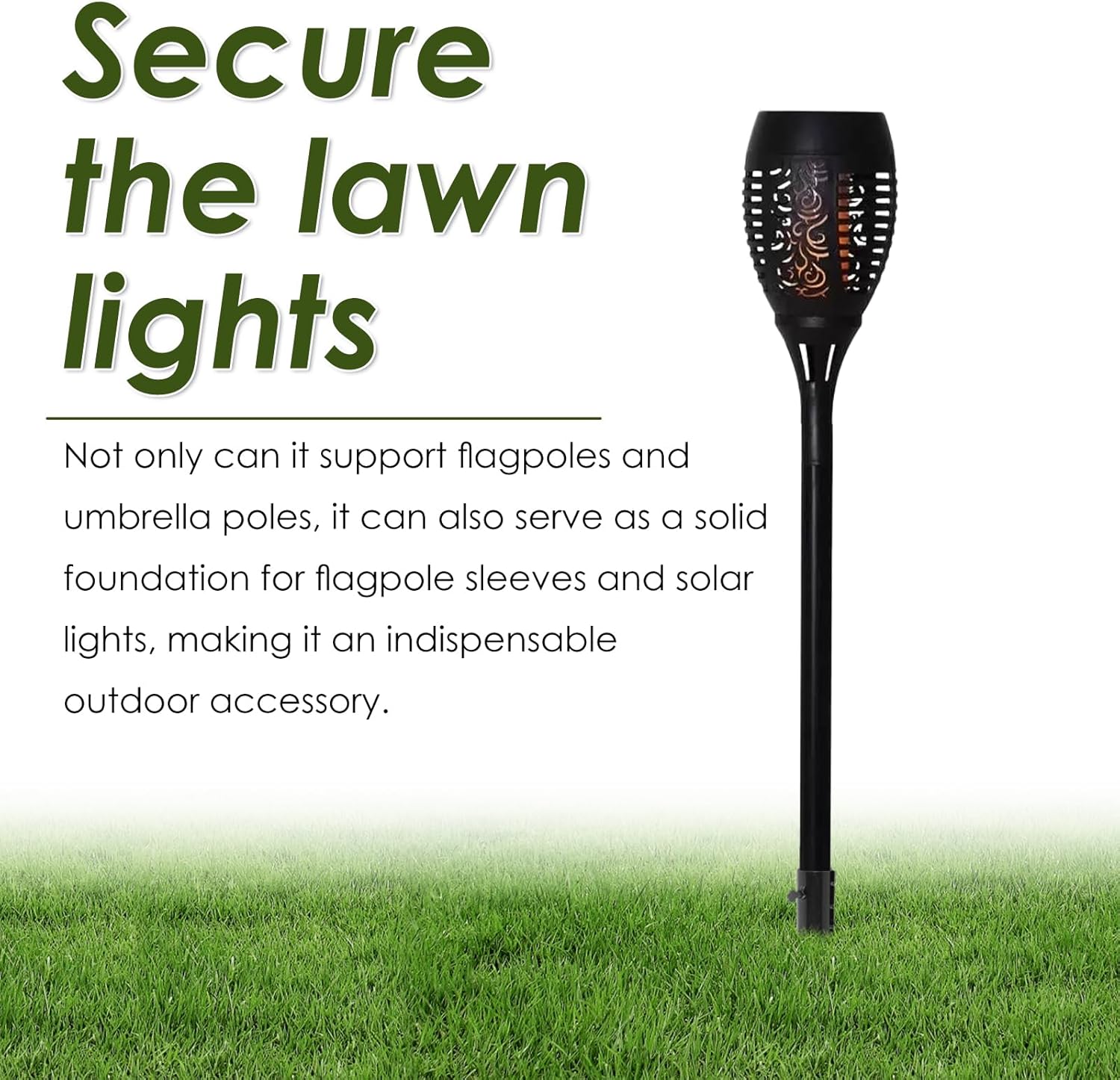 6Pcs Carbon Steel Tiki Torch Stakes 10.75 Inch,Heavy Duty Metal Solar Light Stake Ground Spike,Universal Outdoor Metal Stakes for Solar Lights Landscape Lamps Pole Holder Outdoor Garden - Image 6