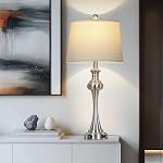 CINSARY 28.75" Modern Table Lamps for Living Room Bedroom, Bedside Lamp 3-Way Dimmable Touch Control, Silver Nightstand Lamp Brushed Nickel Table Lamp for Living Room