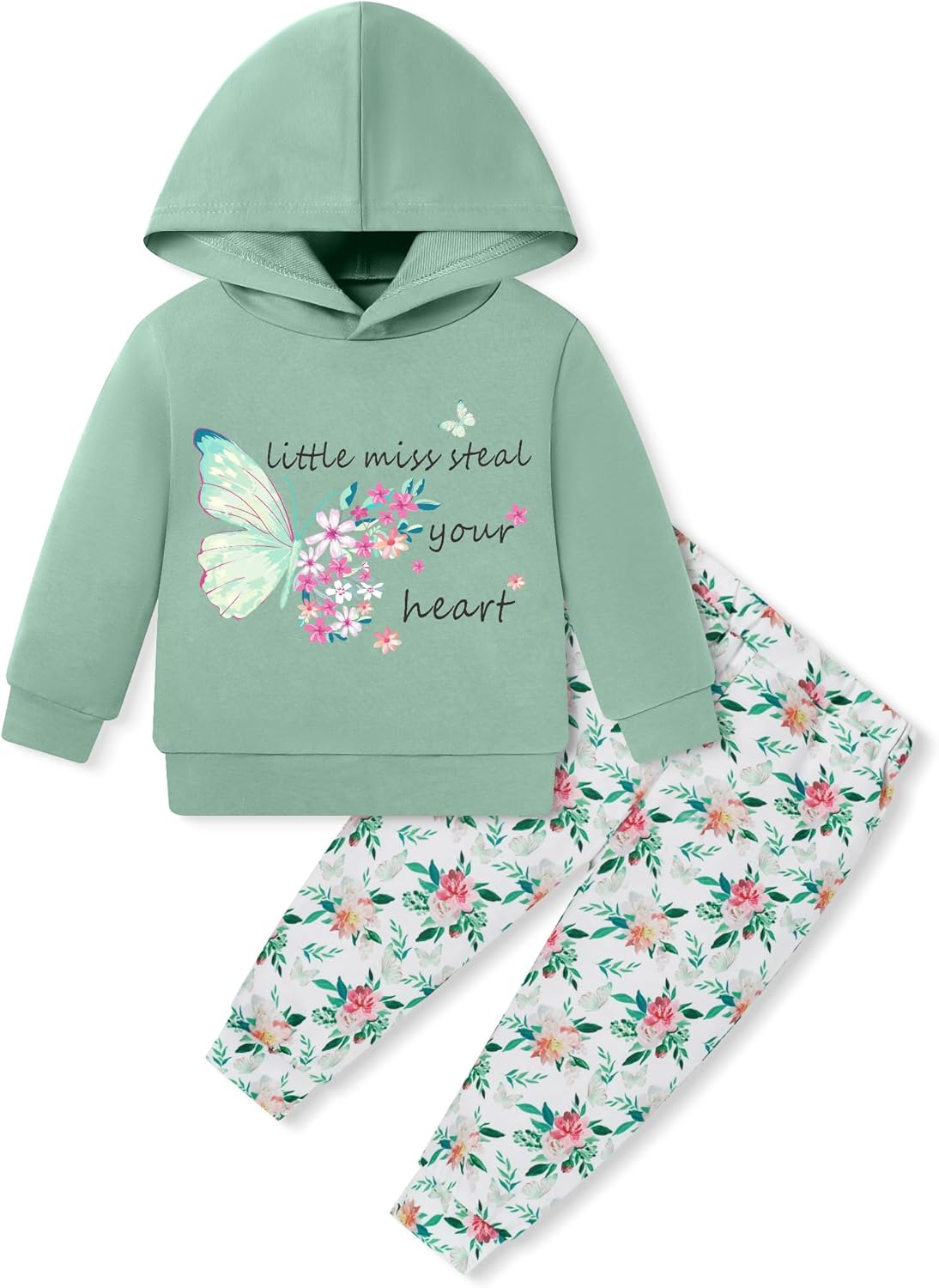 Coco&RARA Toddler Girls Clothes Baby Hoodie Sweatshirt Flower Sweatpants Outfits 2pcs Fall Winter Tracksuit Set 18M-6T