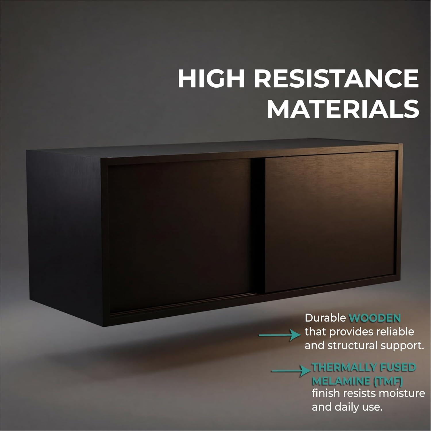 Tuhome Note 32-Inch Wide Wall Mounted Storage Cabinet with Sliding Doors, Compact Hanging Organizer for Bedroom, Living Room, Home Office & Garage | Wood Wall Cupboard, Space-Saving Storage Solution