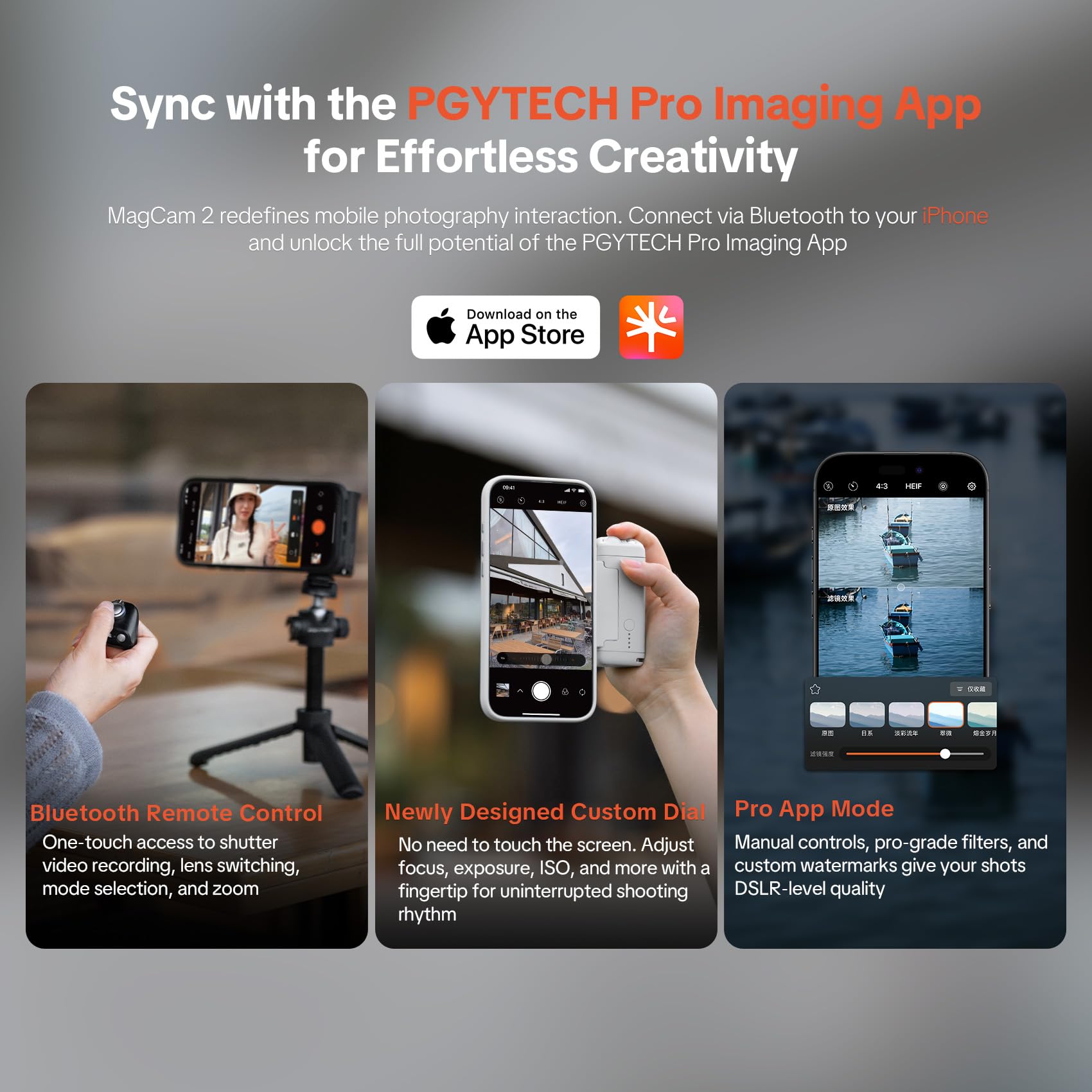 PGYTECH MagCam 2 & MagGlow Kit: Impugnatura Smartphone MagSafe 3-in-1 con Power Bank 3000mAh, Scatto Bluetooth & Luce di Riempimento Magnetica – Set Foto/Video Professionale per iPhone 12–17 & Android