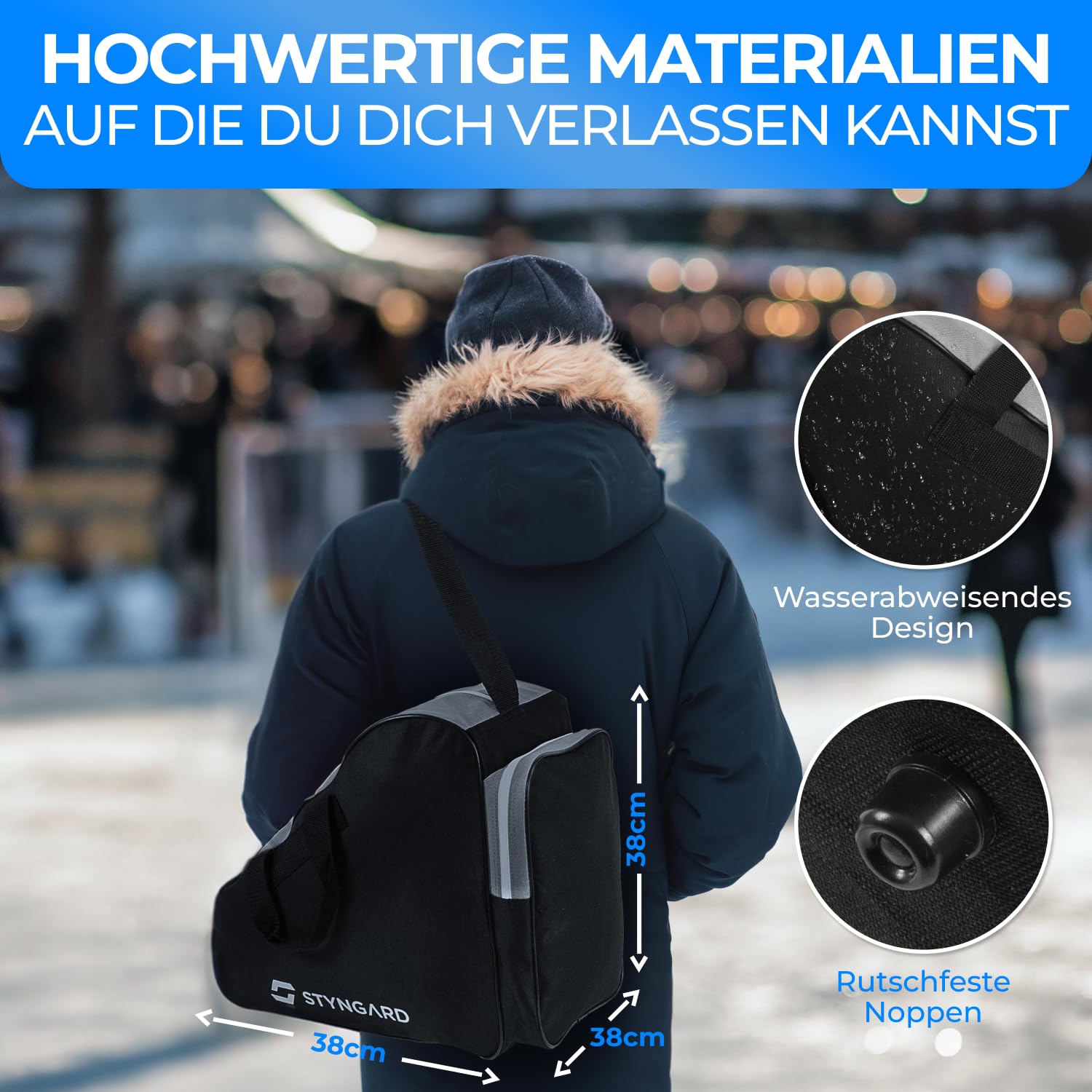 STYNGARD Schlittschuhtasche Damen & Herren Schlittschuhe Tasche - Inlinertasche für Eislaufschuhe und Inlineskates Tasche aus robustem Material - Modell Montreal