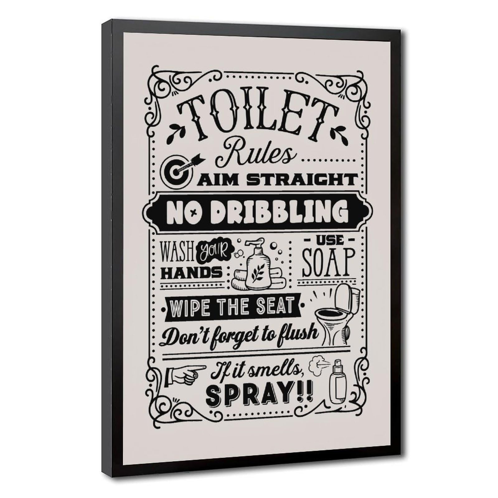 AYINUER Toilet Rules Aim Straight Canvas Poster for Dorm Room Decor Gift