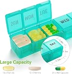 BUG HULL Extra Large Pill Organizer for Travel 2 Pack, Weekly XL Pill Box, 7 Day Jumbo Pill Case, Oversize Daily Medicine Organizer for Vitamins, Fish Oils, Supplements-Multi-colored