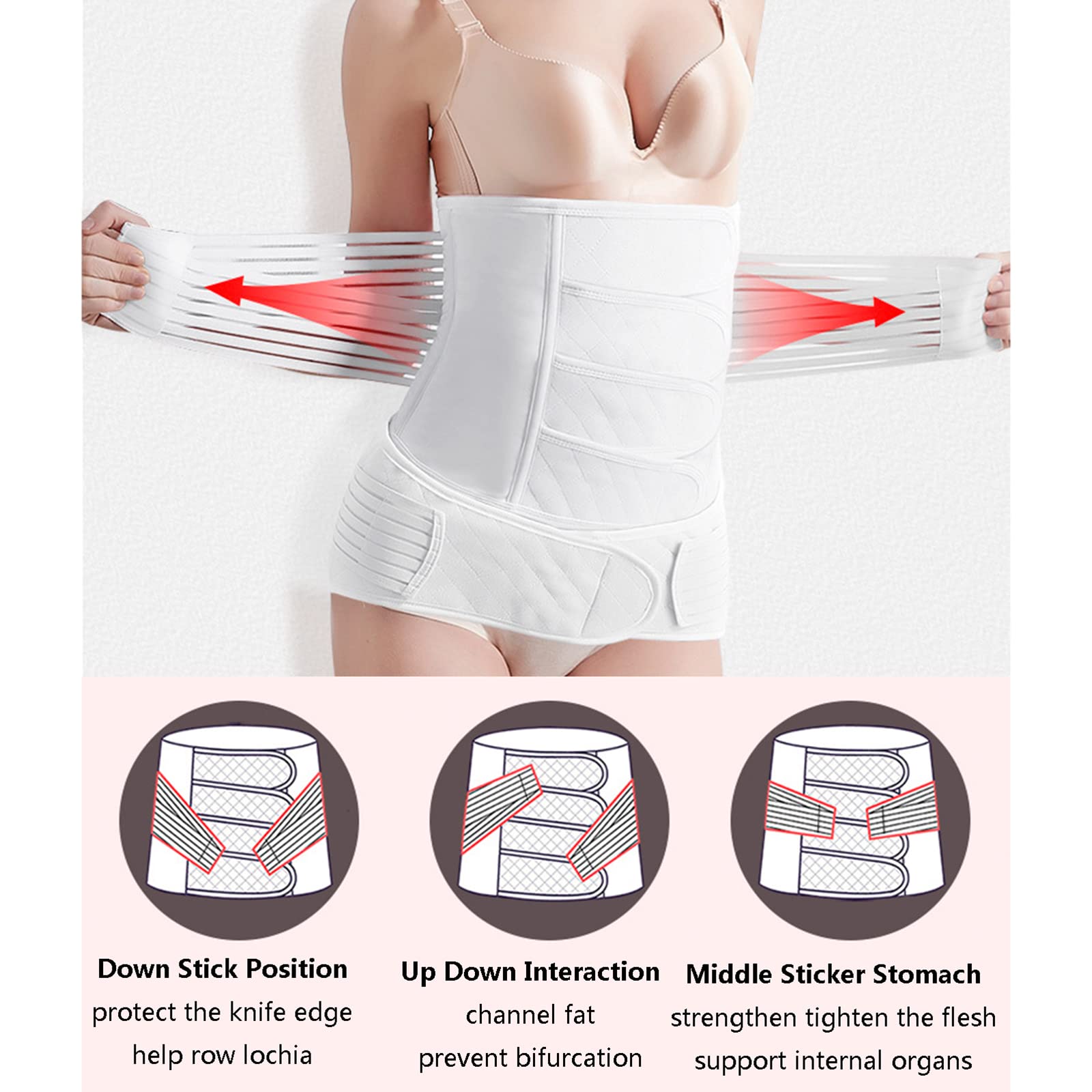 2 en 1 Soporte posparto Recuperación Vientre Envoltura Cintura Pelvis Posparto Vientre Binder C Sección Cinturón Postnatal Recuperación Soporte Banda Postnatal Abdominal Binder,2XL,Natural