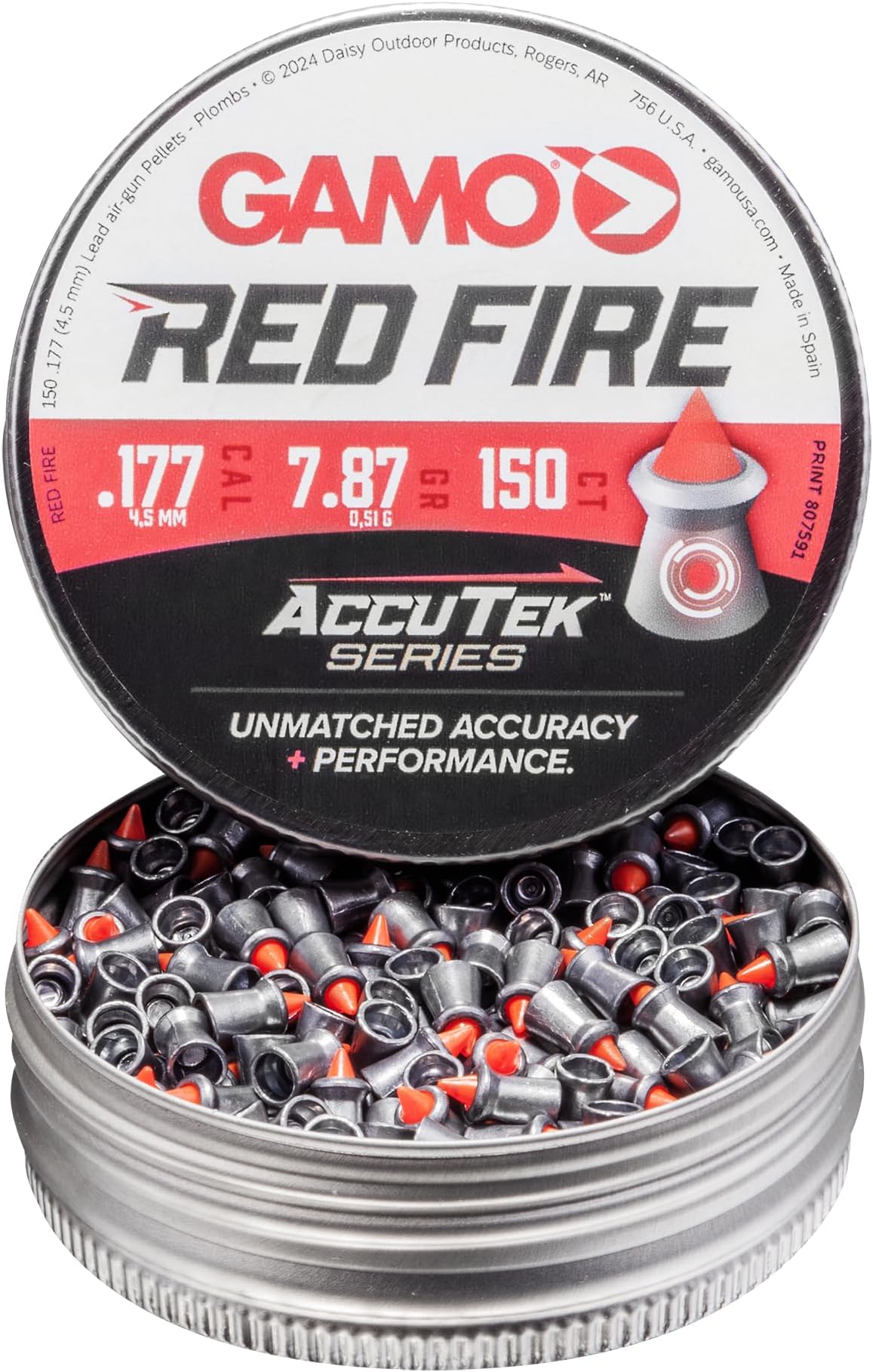 Gamo Red Fire Pointed Pellets with Polymer Tip โ High Performance Airgun Pellets, Multiple Calibers