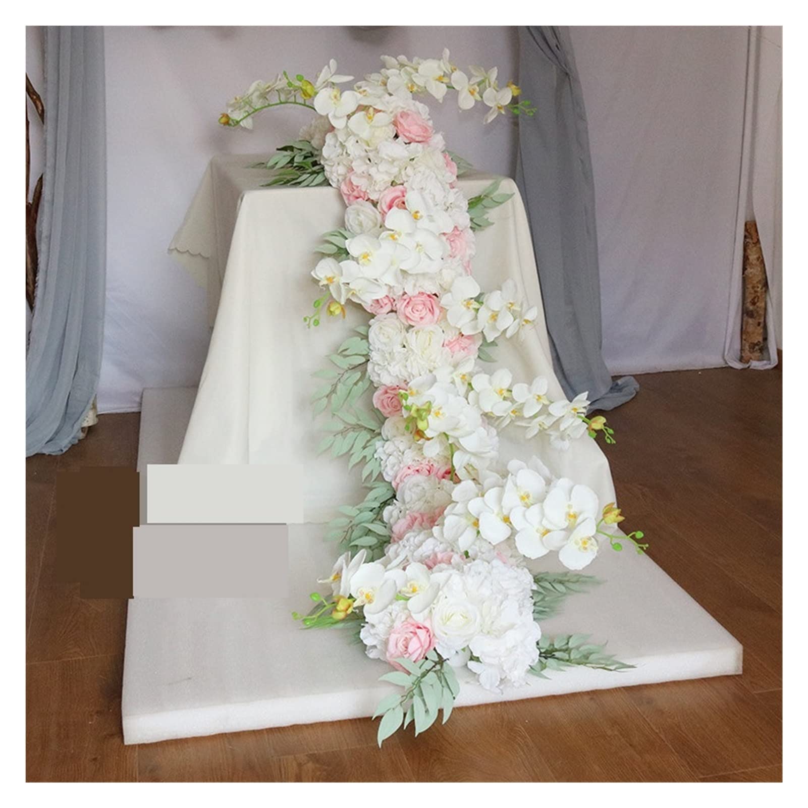 New 1M Orchid Hydrangea Strip Table Flower Banquet Artificial Flower Runner Party Event Wedding Decoration Flower Row Photo Props perfection (Color : A4)