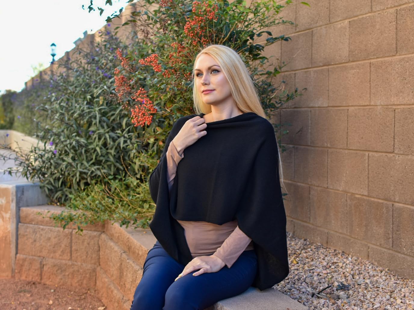 Velanio Cashmere Cashmere Knitted Poncho 100% Mongolian Cashmere Dress Topper for Women Wrap [Gift Box] - Image 7