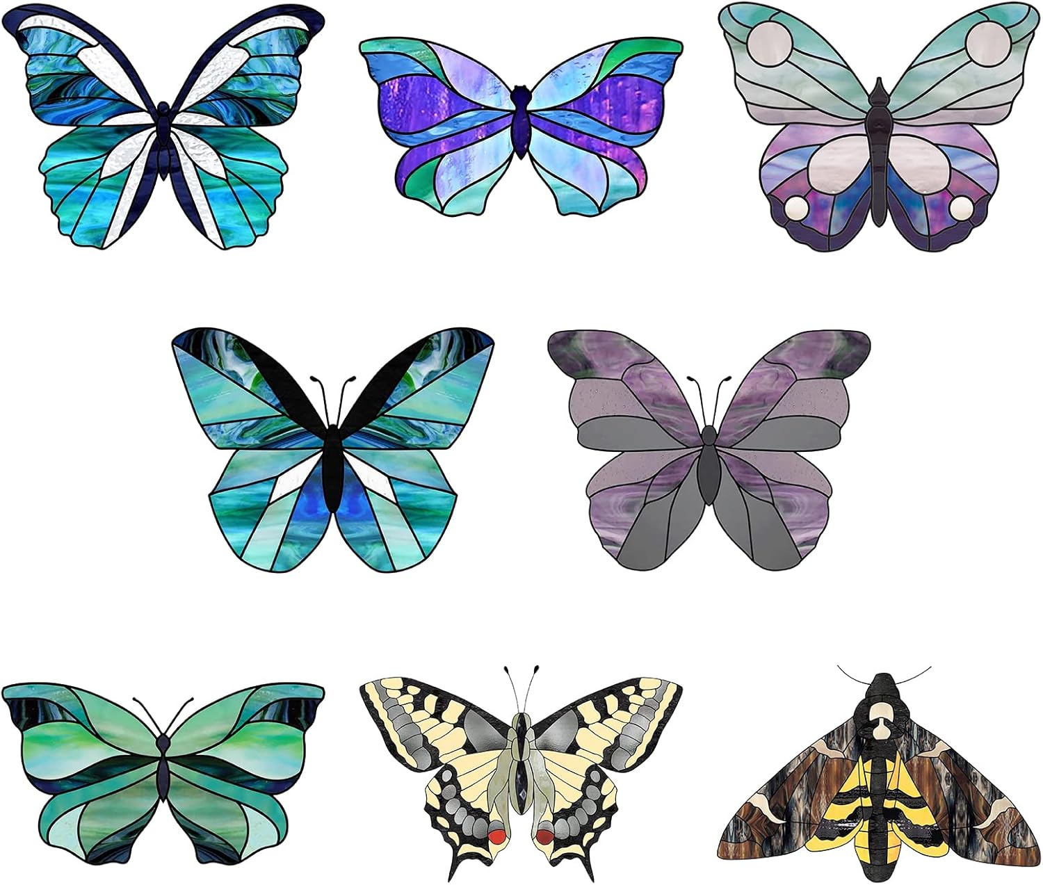 CREATCABIN 8Pcs Butterfly Window Stickers Animals Static Cling Glass