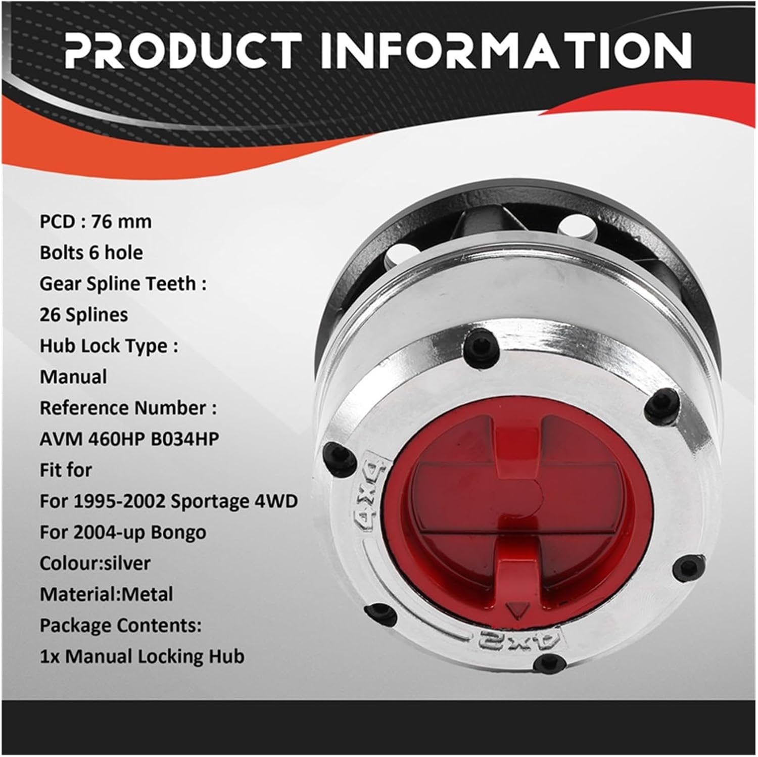 A09E-26 Spline Manual Wheel Locking Hubs Lock AVM460HP B034HP Compatible with KIA 4WD 1995-2002 Retona Bongo