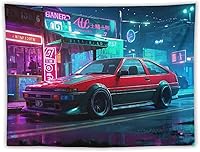 Vista 10 de HouLaiZhe Car Tapestry Jdm Car Ae86 Retro Cyber Future Wall Hanging Bedroom Home Decor Tapestries Aesthetic Picnic Wall Decor Wall Art for Dorm