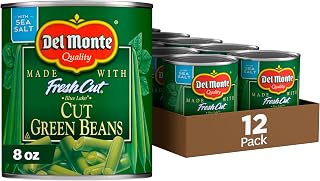 Del Monte Blue Lake Cut Green Beans 12-Pack 8oz Cans - USA Grown Non-GMO Canned Veggies Peak Freshness