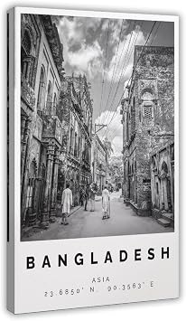 AMLTJ Bangladesh, Black And White, Asia Travel Scenery Canvas Poster Wall Art Bedroom Decor Office Room Kitchen Gift Frame-style12x18inch30x45cm