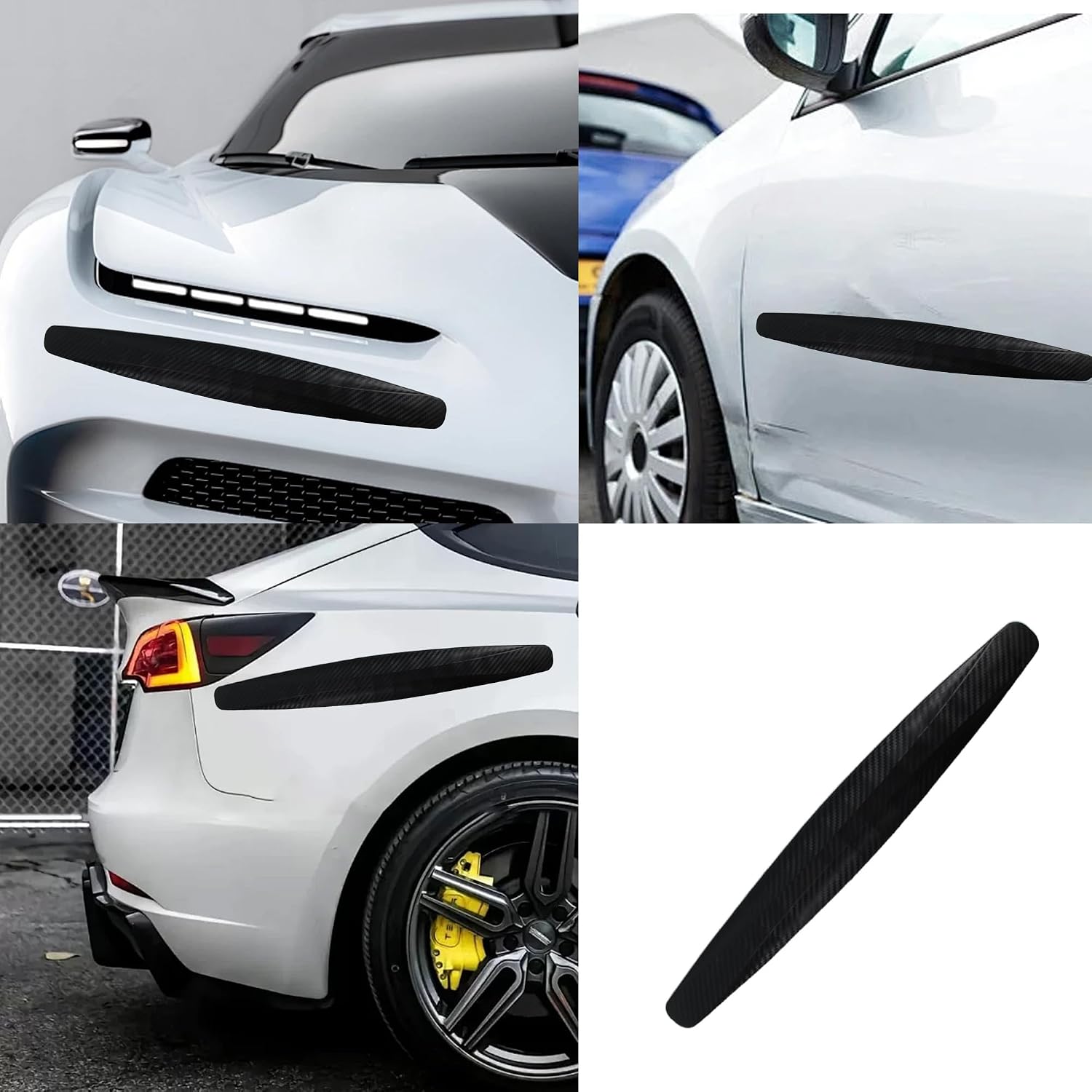 8PCS Non-Collision Patch Car Bumpers, 16 Inch Bumper Guard Strip, Non-Scratch Bumper Protector Trim Universal for Car Side Door Edge, Trunk, Fenders, Black