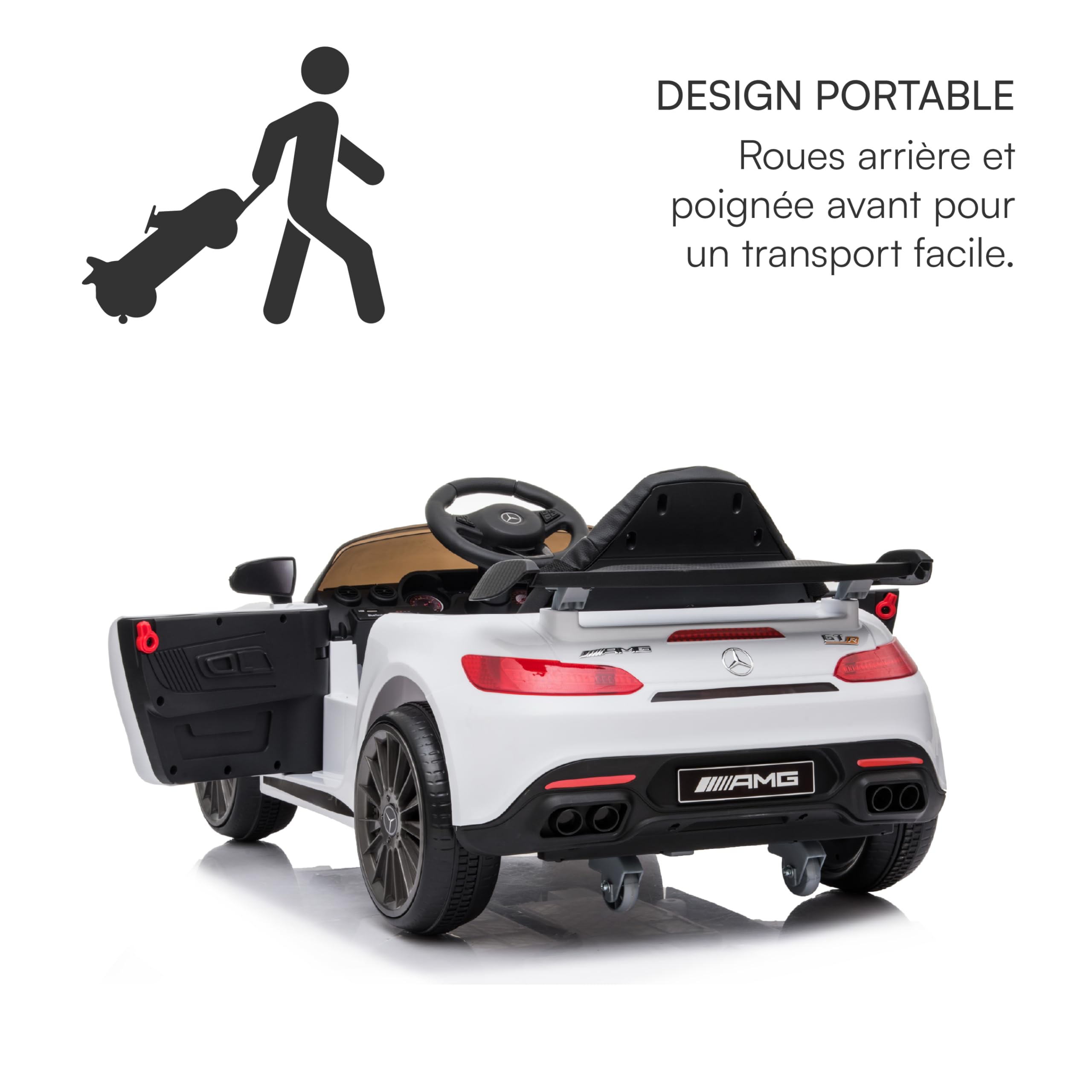 Baroni Toys Mercedes AMG Voiture Électrique Enfants 12V 25kg 1-4 Ans Blanc