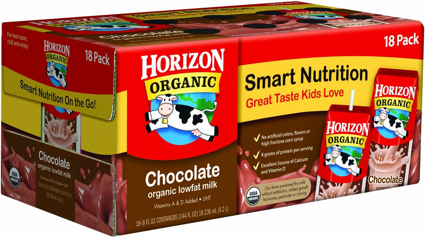 Chocolate Milk, Low Fat, Ultra Pasteurized, 18 Pack, Half Pint